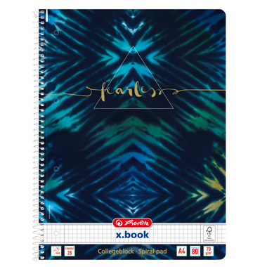 HERLITZ Blocco a spirale A4, 70 g/m2 50044153 New Batik Fearless kariert 5mm