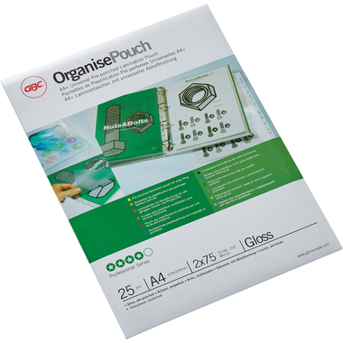 GBC Pochettes à plastifier A4+ 3747515 brillant, 75my 25 pcs.