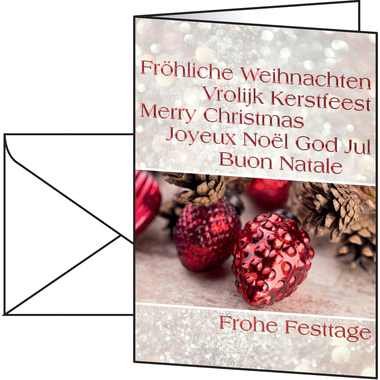 SIGEL Weihnachtskarte &Couvert A6/C6 DS061 220+100g,Baumschmuck 10+10 Stk