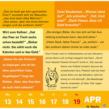 HEYE Calendrier Witze fürs Klo 2026 1373+26 1S/1P AL 17.5x17.5cm