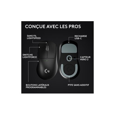 Logitech Souris de gaming Pro X Superlight Dex Noir