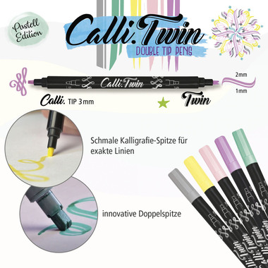 ONLINE Calli Brush Twin 3mm 18608 Pastel, ass. 5 pezzi