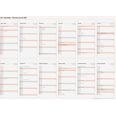 RIDOIDE Jahresplaner m. Notizraum 2027 7033650007.27 1J/1S DE/FR 86x61cm