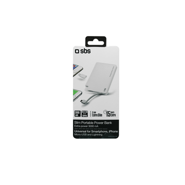 Batterie externe 3000 mAh pour smartphones avec adaptateur Lightning