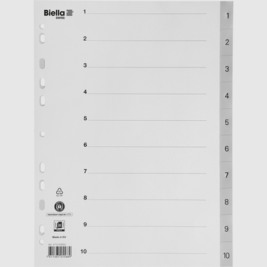 BIELLA Register PP A4 47141000U grau 1-10