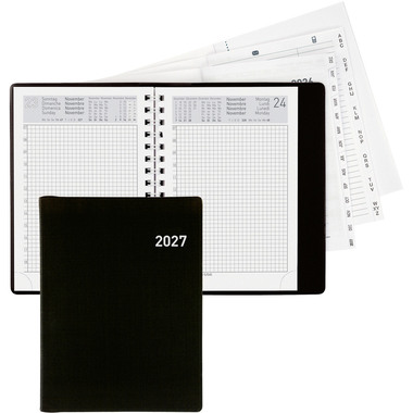 BIELLA Agenda Technikus 4 Wire-O 2027 834141020027U 1T/1S schwarz ML 10.1x14.2cm