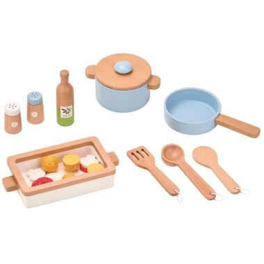 Spielba Holzspielwaren Poêles et boîte à repas avec accessoires