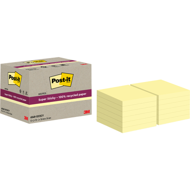 POST-IT SuperSticky Notes 76x76mm 654 RSS12CY Recycling,giallo 12x70 fogli