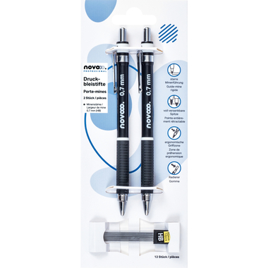 NOVOOO Druckbleistift 0,7mm PL750500 inkl. 12 Minen 2 Stück