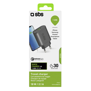 Quick-charging travel charger with EU socket