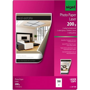 SIGEL Color laser paper A4 LP144 200g,glossy, bianco 100 fogli