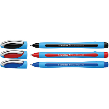 SCHNEIDER Kugelschreiber Slider Memo XB 150293 assortiert, Etui 3 Stück