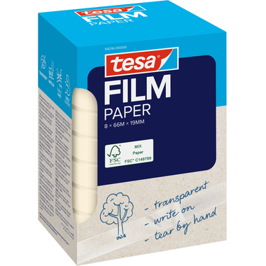 TESA Ruban adhésif Papier 19mmx66m 59216-00000 Recyclé 8 rouleaux