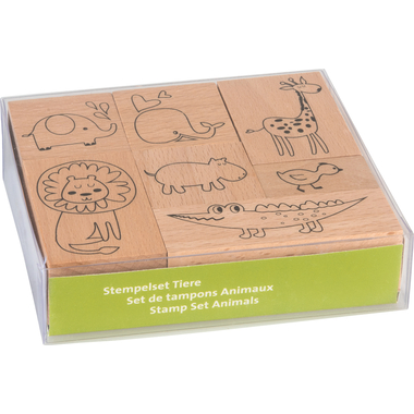 HEYDA Stempel-Set Tiere 12x10x3cm 204888688 Holz 7-teilig