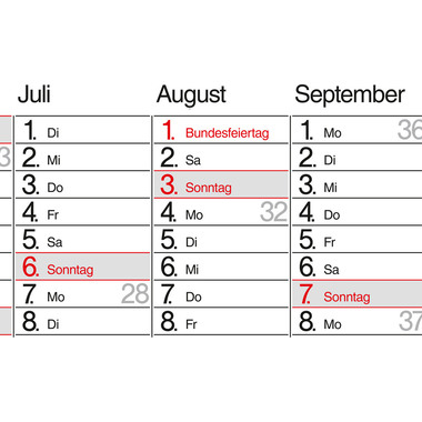 BÜHNER Jahresplaner DE 2026 PO13-CH-R-FS 13M 139x79cm