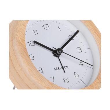 KARLSSON Classic Alarm Clock Neat Round Bamboo / White