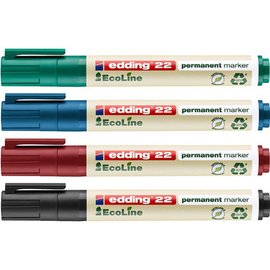 EDDING Permanent Marker 22 1.0-5.0mm 22-e4 4-farbig ass.