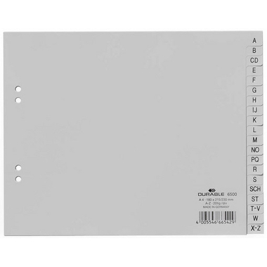 DURABLE Register PP A4 1/2 H. 650010 grau A-Z 20-teilig