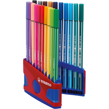 STABILO Fasermaler Pen 68 1mm 6820-04 20er Color Box rot/blau