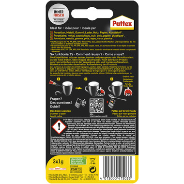 PATTEX Sekundenkleber Mini Trio PSMT3 flüssig 3x1g