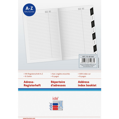 RIDOIDE Uni-Planer Registro indirizzi 7048040.27 16 pagine 10.4x15.3cm