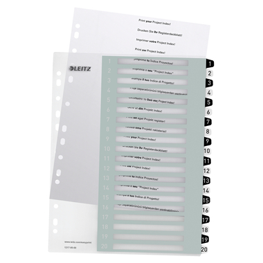 LEITZ Register PP WOW A4+ 1217-00-00 schwarz/weiss 20-teilig