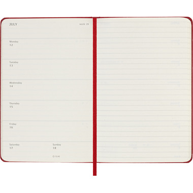 MOLESKINE Wochen-Notizkalender 26/27 DHF218WN2Y27 18M liniert HC rot 9x14cm