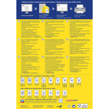 AVERY ZWECKFORM Adressetiketten 63,5x72mm 7164-100 weiss 1200 Stk./100 Blatt