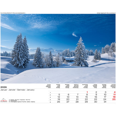 CALENDARIA Bildkalender 2026 9783036205076 Schweiz-Suisse ML 40x31cm