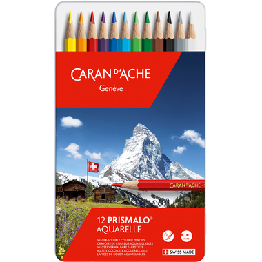 CARAN D'ACHE Farbstifte Prismalo 3mm 999.312 ass. in Metallsch. 12 Stück