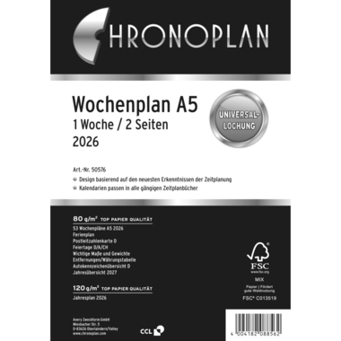 CHRONOPLAN Piano settimanale sost. 2026 50576Z.26 1S/2P A5