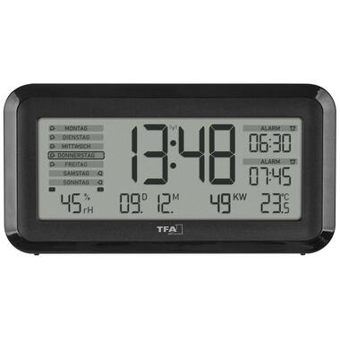 TFA Dostmann Réveil radio-piloté Boxx2 Noir