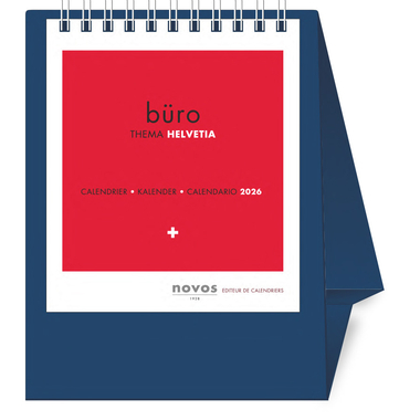 NOVOS Calendrier table Helvetia 2026 501043 1M/1P bleu foncé ML 11.5x14cm