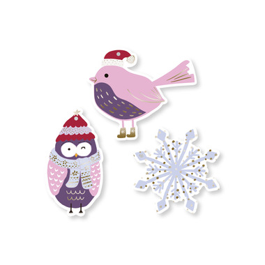 I AM CREATIVE Geschenkanhänger X-mas 4088.96 Eule, Vogel & Kugel 9 Stück