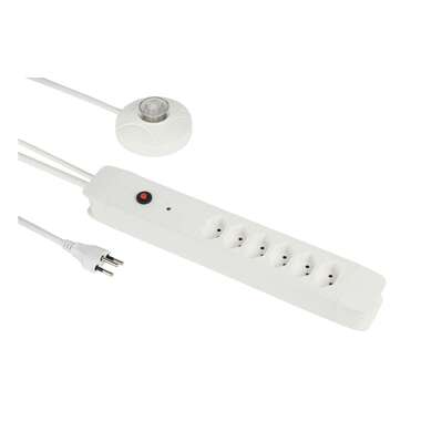 Schönenberger multipresa 6 x T13 con pulsante esterno, 3 m, bianco