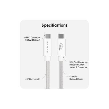 HYPER Câble USB4 Performance USB-C - USB-C 1.2 m
