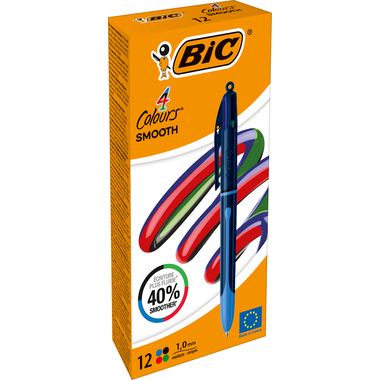 BIC Penna a sfera 4 Colours 0.4mm 524095 Smooth Drop, blu scuro