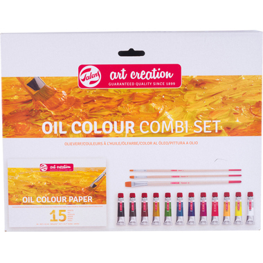 TALENS Öl Combi Set 12x12ml 9020194M Farbe, Pinsel, Papier