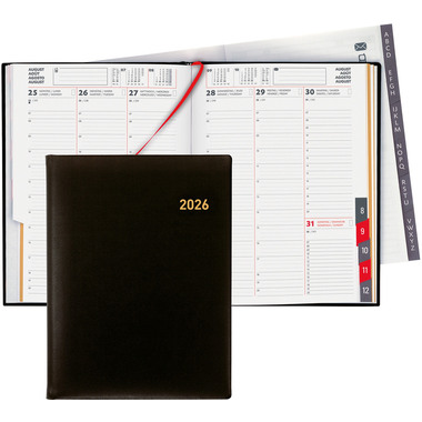 BIELLA Agenda Orario pelle 2026 809311020026U 1S/2P nero ML 17.8x23.5cm