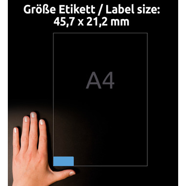 AVERY ZWECKFORM Étiquettes 45,7x21,2mm L6039-20 bleu 960pcs./20fl.