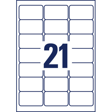AVERY ZWECKFORM Adressetiketten 63,5x38,1mm J8160-25 weiss 525 Stück