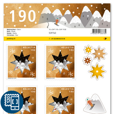 Timbres CHF 1.90 «Étoile», Feuille de 10 timbres