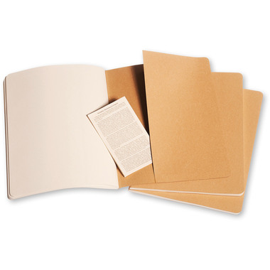 MOLESKINE Quaderno Cahier XL 25x19cm 506-9 in bianco, natur 3 pezzi