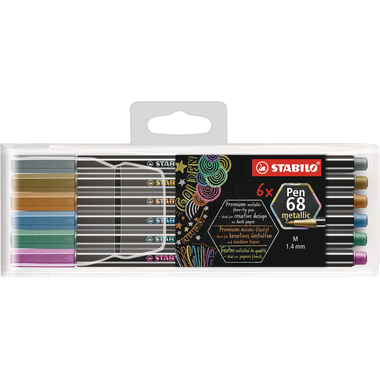 STABILO Fasermaler Pen 68 1mm 6806/8-11-01 metallic ass. 6 Stück
