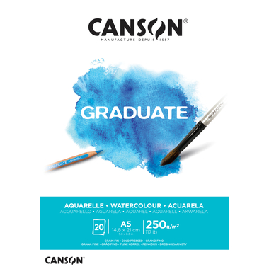 CANSON Graduate Aquarelle A5 400110373 20 Blatt, weiss, 250g