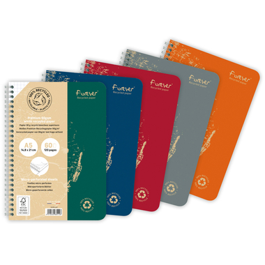 CLAIREFONTAINE Spiralheft Forever A5 68412C ass., kariert, 5mm 60 Blatt
