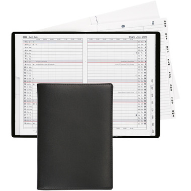BIELLA Planer Istanbul Leder 2026 852613020026U 1M/2S schwarz ML 10.6x15.3cm.