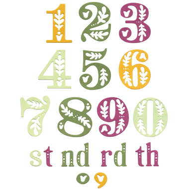 SIZZIX Stanzformen 666723 Folk Numbers 18 Stück