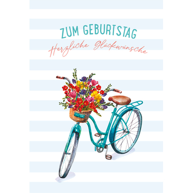 ABC Carte d'anniversaire B6 51012 Vélo Fleurs