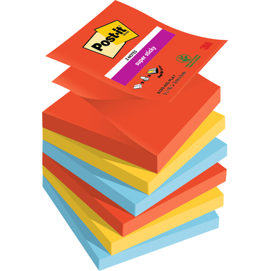 POST-IT Z-Notes Playful 76x76mm R330-6SSPLAY 3-couleurs ass. 6x90 feuilles